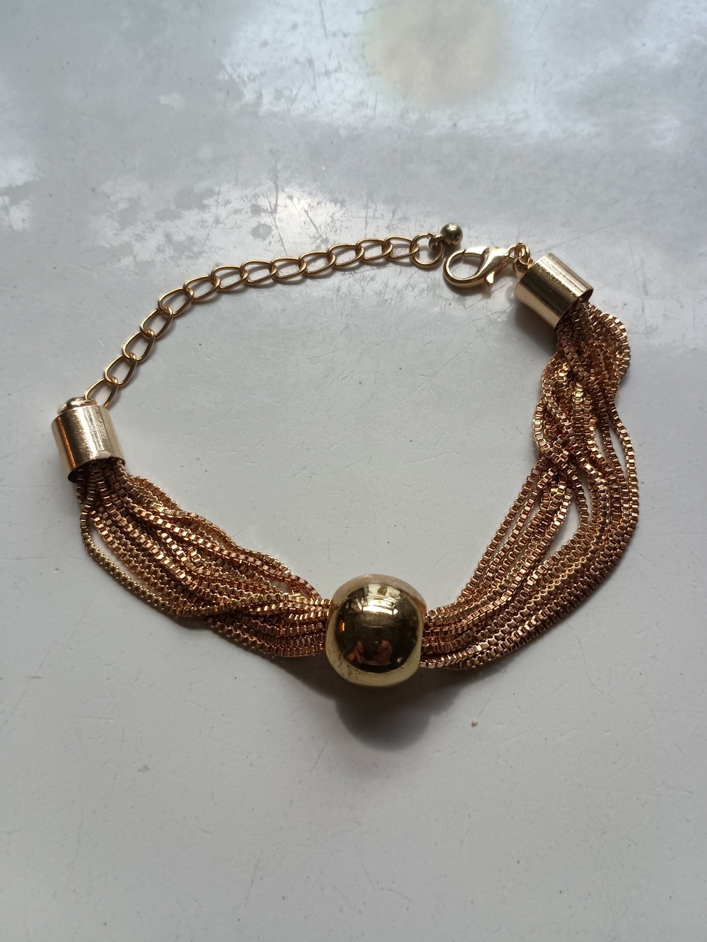 Gold Multi-Chain Beaded Bracelet